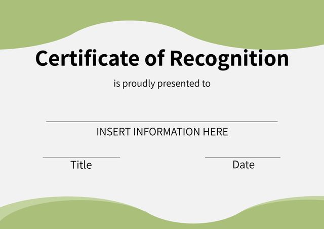 Elegant Certificate of Recognition Template for Awards and Events - Download Free Stock Templates Pikwizard.com