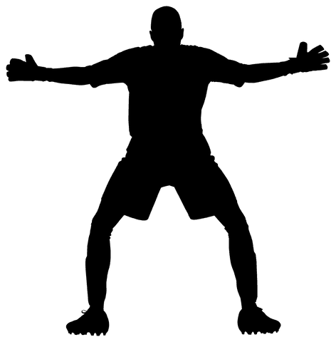 Silhouette of Footballer Celebrating Goal on Transparent Background