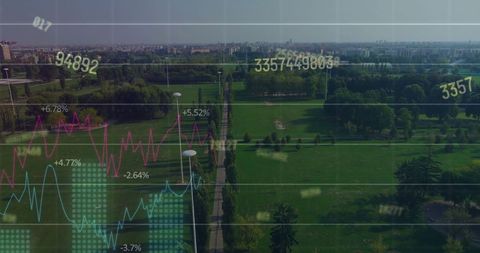 financial data analysis overlaying urban park landscape - Download Free Stock Images Pikwizard.com