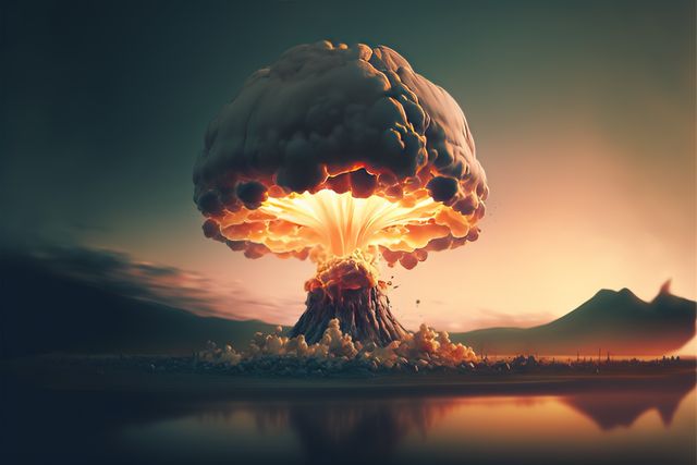 Image of landscape with nuclear explosion created using generative ai technology - Download Free Stock Photos Pikwizard.com