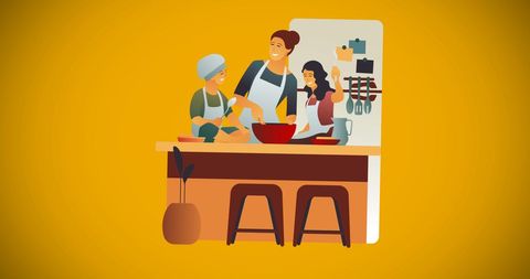 Happy Family Cooking Together in Cozy Kitchen Setting