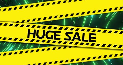 Bright Green Illuminated Background Featuring Huge Sale Cordon