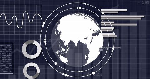 High-Tech Global Data Analysis Interface with Rotating Globe - Download Free Stock Images Pikwizard.com