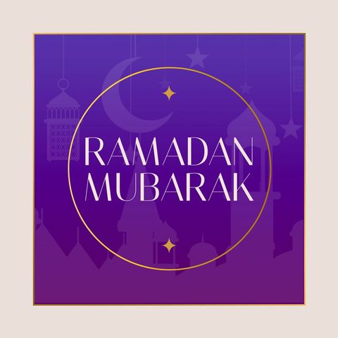 elegant ramadan mubarak greeting with crescent moon and mosque silhouettes - Download Free Stock Templates Pikwizard.com