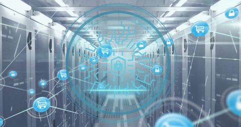 Secured Data Network in Modern Server Room - Download Free Stock Images Pikwizard.com