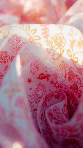 Rotating Floral Paper Spiral Close-Up Vertical Video Showing Soft Pastel Pattern Loop
