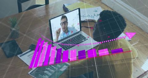 Virtual Meeting with Holographic Charts in Home Office