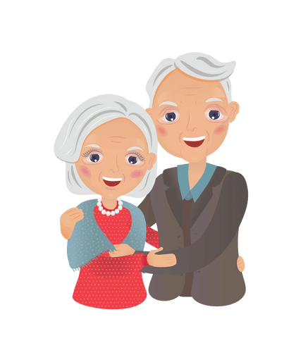 Charming Senior Couple Illustration on Transparent Background - Download Free Stock Videos Pikwizard.com