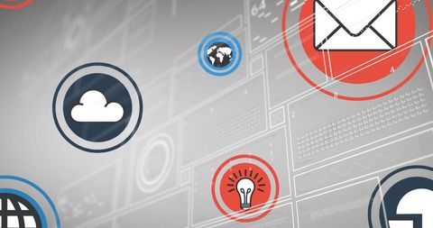 Digital icons illustrating global data processing concepts