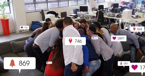 Diverse Team sharing Social Media Engagement Insights