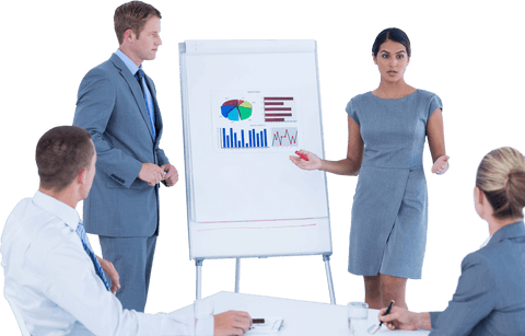 business team engaged in statistics presentation with transparent background - Download Free Stock Videos Pikwizard.com