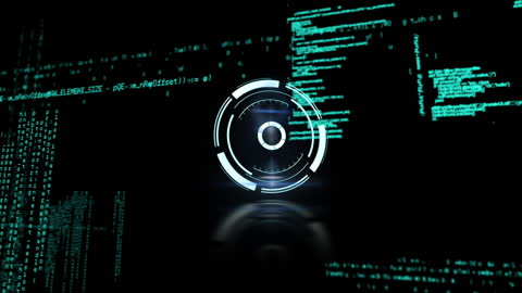 Futuristic Digital Data Processing Interface on Dark Screen