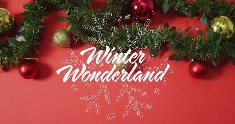 Festive Winter Wonderland Text with Christmas Decorations - Download Free Stock Images Pikwizard.com