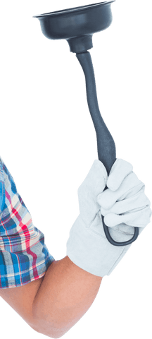 Caucasian Plumber Holding Plunger Transparent Background PNG