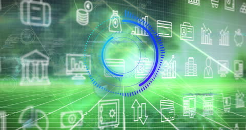 Digital Financial Interface and Data Management Animation