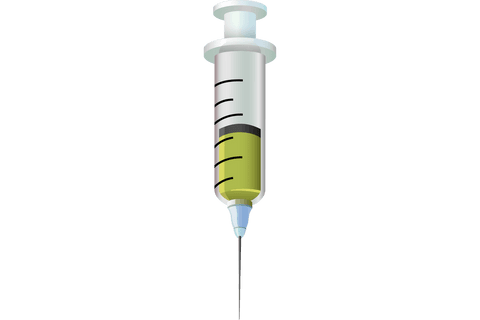 Digital syringe illustration on transparent background for medical use