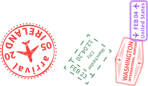 Minimalist Travel Stamps on Transparent Background with Airplane Icons - Download Free Stock Videos Pikwizard.com