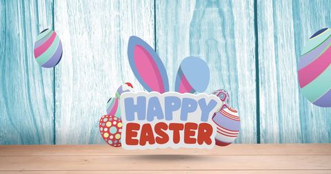 Festive Easter Scene with Eggs and Bunny Ears - Download Free Stock Images Pikwizard.com