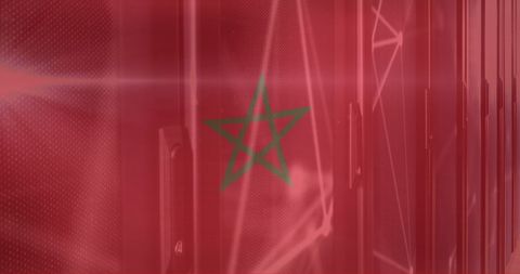 Moroccan Flag Over Digital Data Processing with Computer Servers - Download Free Stock Images Pikwizard.com