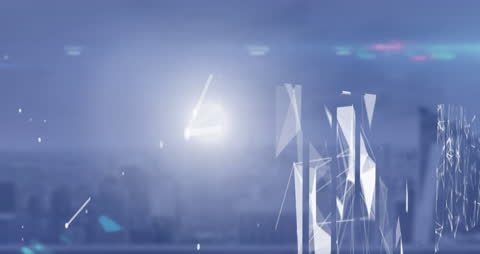 Digital Data Animation on Blue Background with Abstract Elements