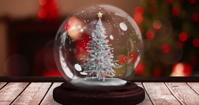 Christmas Tree in Snow Globe with Magic Lights - Download Free Stock Images Pikwizard.com