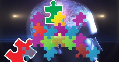 Colorful Puzzle Pieces Surrounding Human Head Illustrating Cognitive Challenges - Download Free Stock Images Pikwizard.com