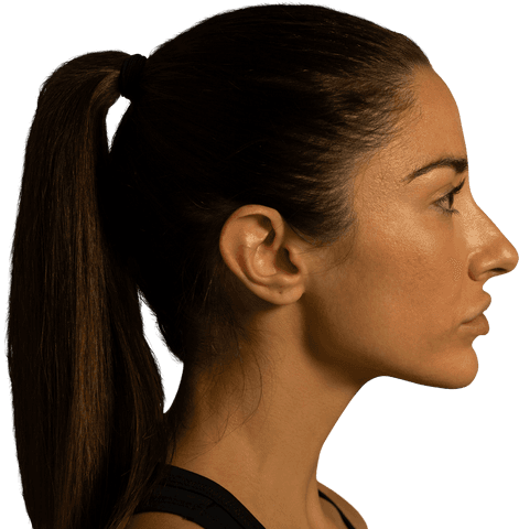 Side profile of woman with ponytail on transparent background