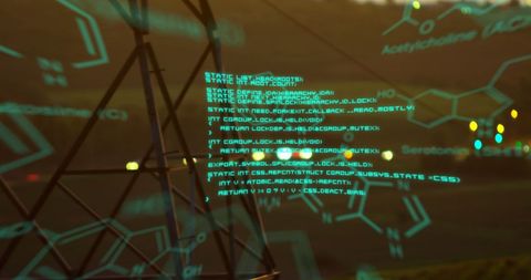 Futuristic Cyber Interface with Code Overlaid on Field Landscape - Download Free Stock Images Pikwizard.com