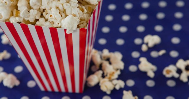 Movie Night with Popping Popcorn in Red and White Box - Download Free Stock Images Pikwizard.com