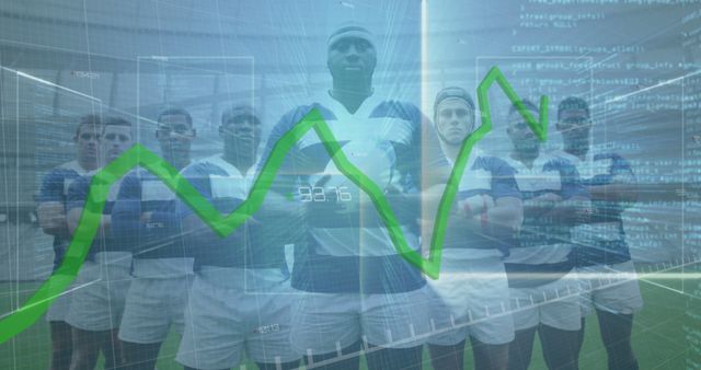 Rugby Players with Financial Data Overlay Illustrating Market Trends - Download Free Stock Images Pikwizard.com