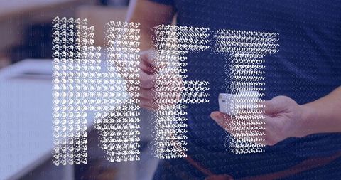 Digital payment interface overlay with human figures