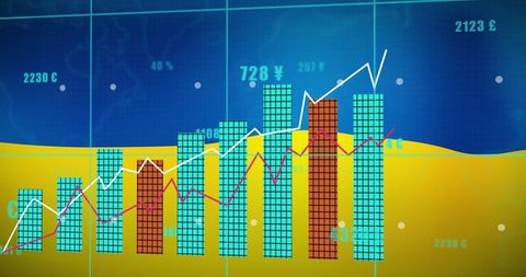 Financial Data Analysis with Ukraine Flag Background - Download Free Stock Images Pikwizard.com