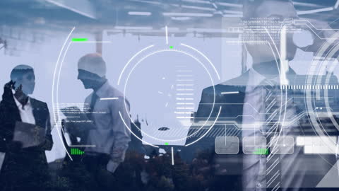 Digital Data Overlay on Diverse Office Team Collaboration