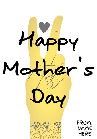 mother's day card template with peace gesture - Download Free Stock Templates Pikwizard.com