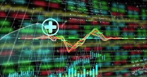 Financial Chart Dashboard Analytics with Plus Icon Overlay