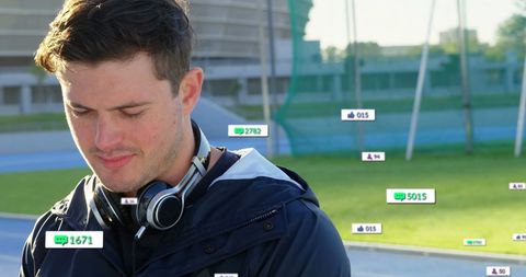 Man with hearing impairment using communication apps