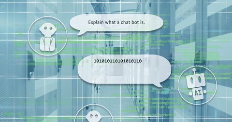 AI Speech Bubbles over Digital Data Servers - Download Free Stock Images Pikwizard.com