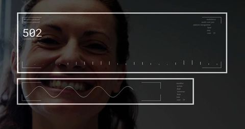 Female Face Displaying Futuristic UI with Data Visualization