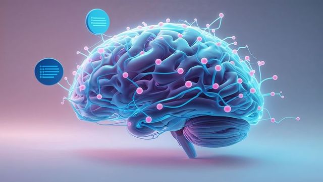 Futuristic Digital Neural Network Brain Floating in Minimalist Style