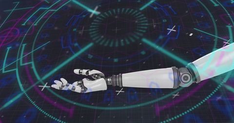Futuristic Robotic Arm with Digital Interface Overlay - Download Free Stock Images Pikwizard.com