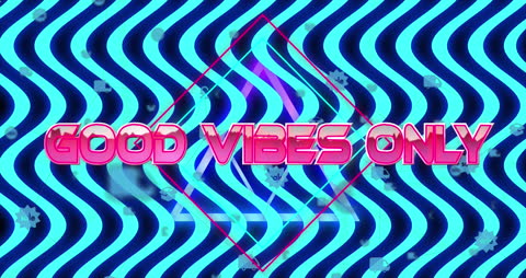 Futuristic Neon Text with Wavy Lines Background