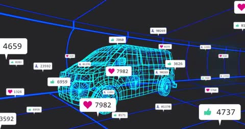 Futuristic Van Model in Cybernetic Virtual Environment Visualization