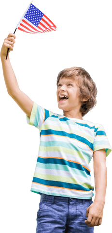 joyful child waving american flag in bright striped shirt transparent - Download Free Stock Videos Pikwizard.com