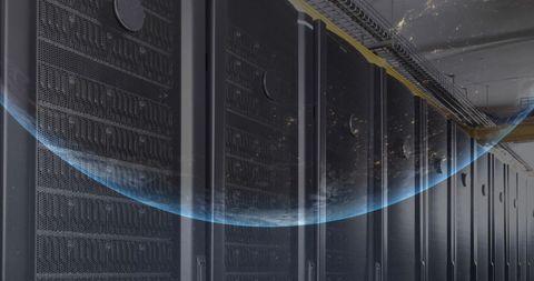 Global Networking and Technology Concept with Server Room - Download Free Stock Images Pikwizard.com