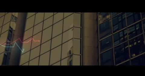 Corporate Architecture with Reflected Skyline and Overlaid Chart