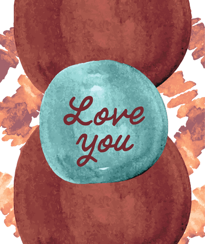 Romantic watercolor 'love you' png with transparent background
