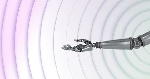 Robot Hand Extended with Pulsating Circular Background - Download Free Stock Images Pikwizard.com