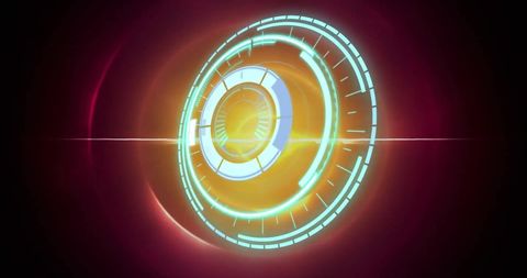 Futuristic digital scope over glowing circles for technology concepts
