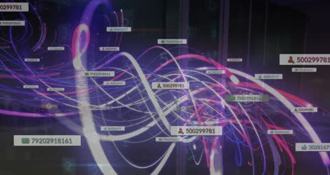 Futuristic Data Center with Digital Notifications Overlay