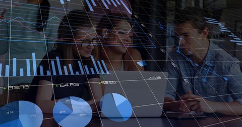 Team Collaborating on Financial Data Analysis with Overlay Charts - Download Free Stock Images Pikwizard.com